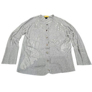 SoCa St. John Cardigan Sweater Gray Lightweight Spring Summer Women's Size L